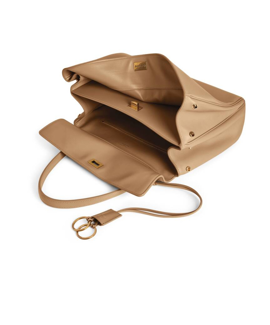 Balenciaga Rodeo Medium Leather Top-handle Bag In Nude
