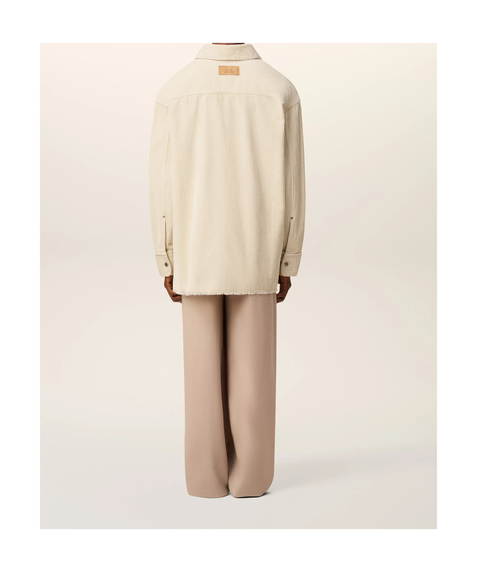 Ami Alexandre Mattiussi White Cotton Corduroy Side Slit Overshirt White In White