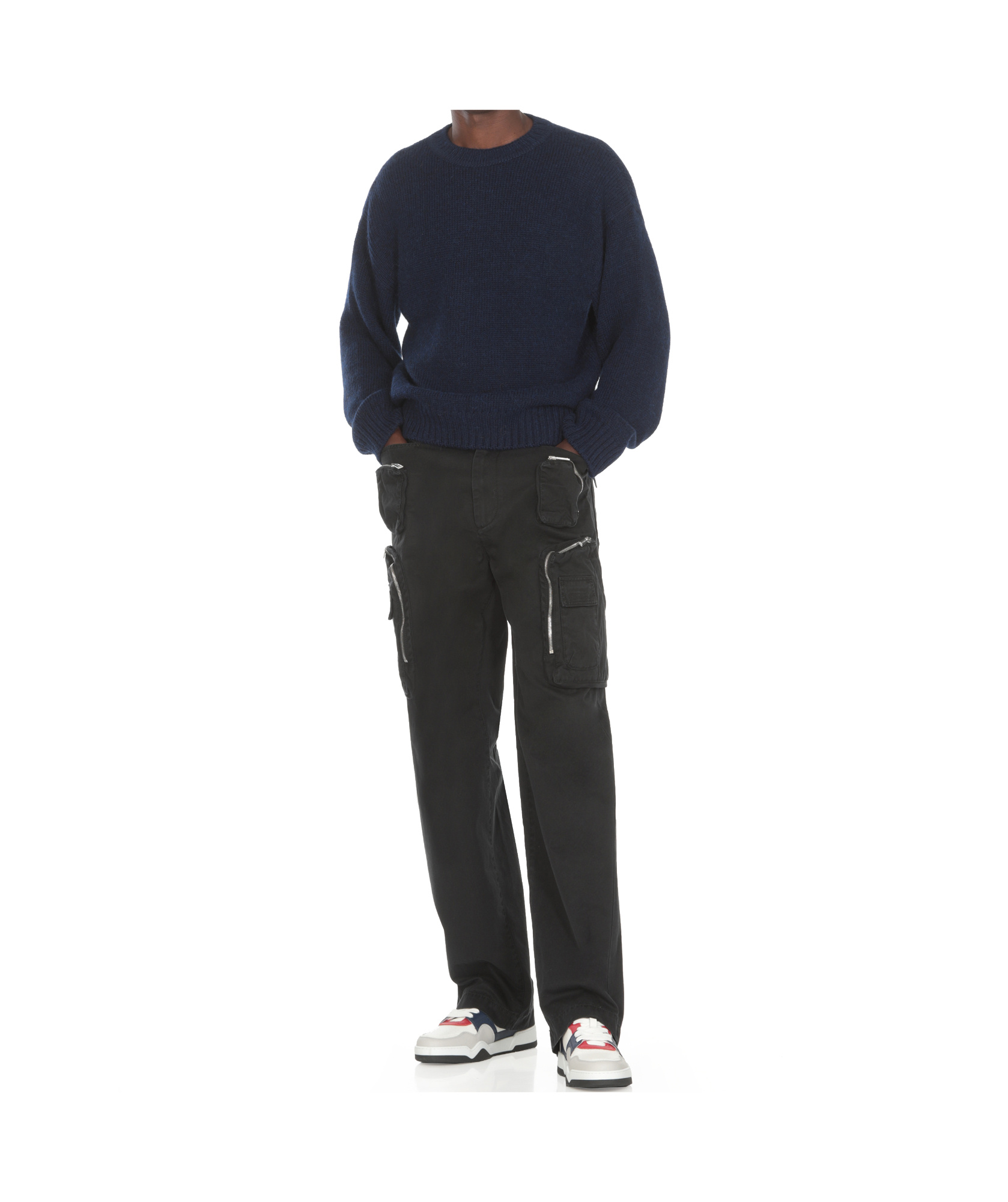 Dsquared2 Man Sweater Navy Size L Alpaca Wool In Black