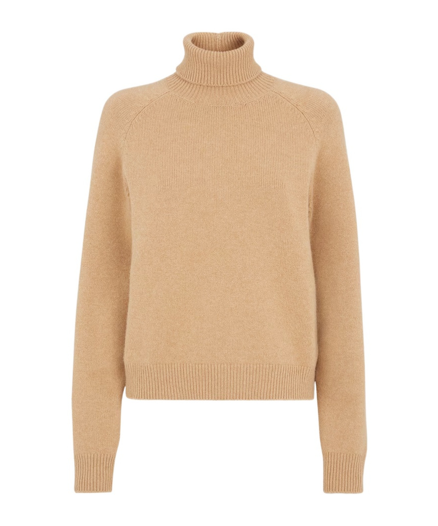 Fendi High-neck Long-sleeved Cashmere Sweater In Nude