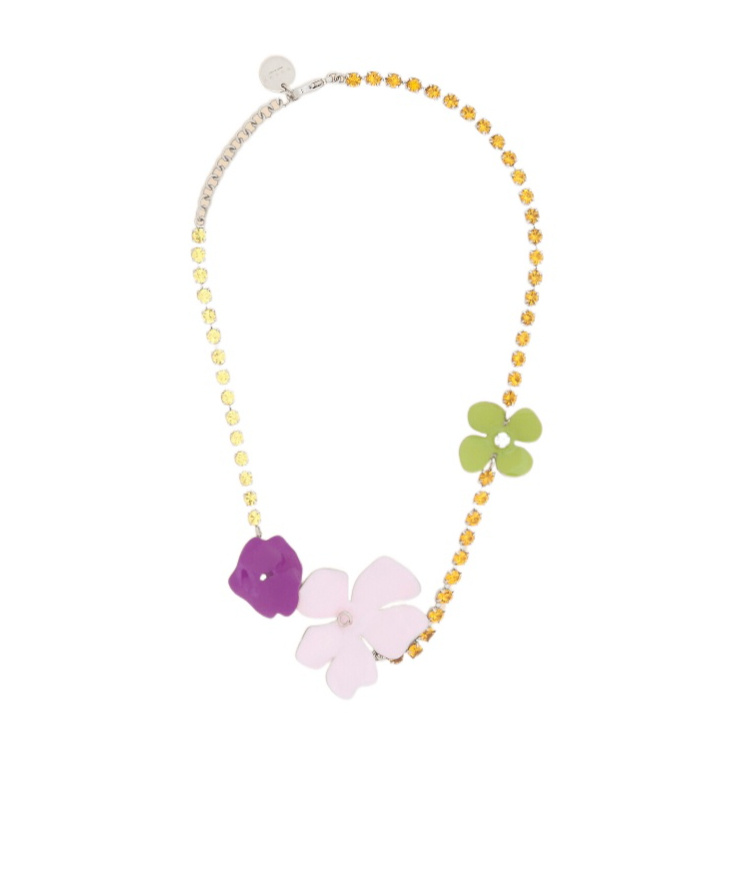 Marni Flower Embellished Necklace In Gold