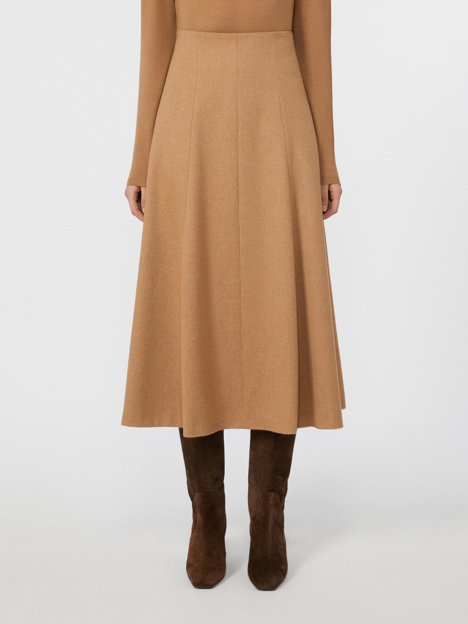 Max Mara Camel Flared Skirt In Brown