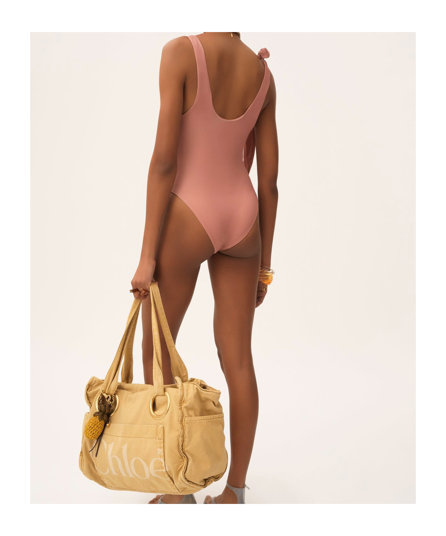 Chloé Maxi Logo Knotted Strap One-piece Swimsuit