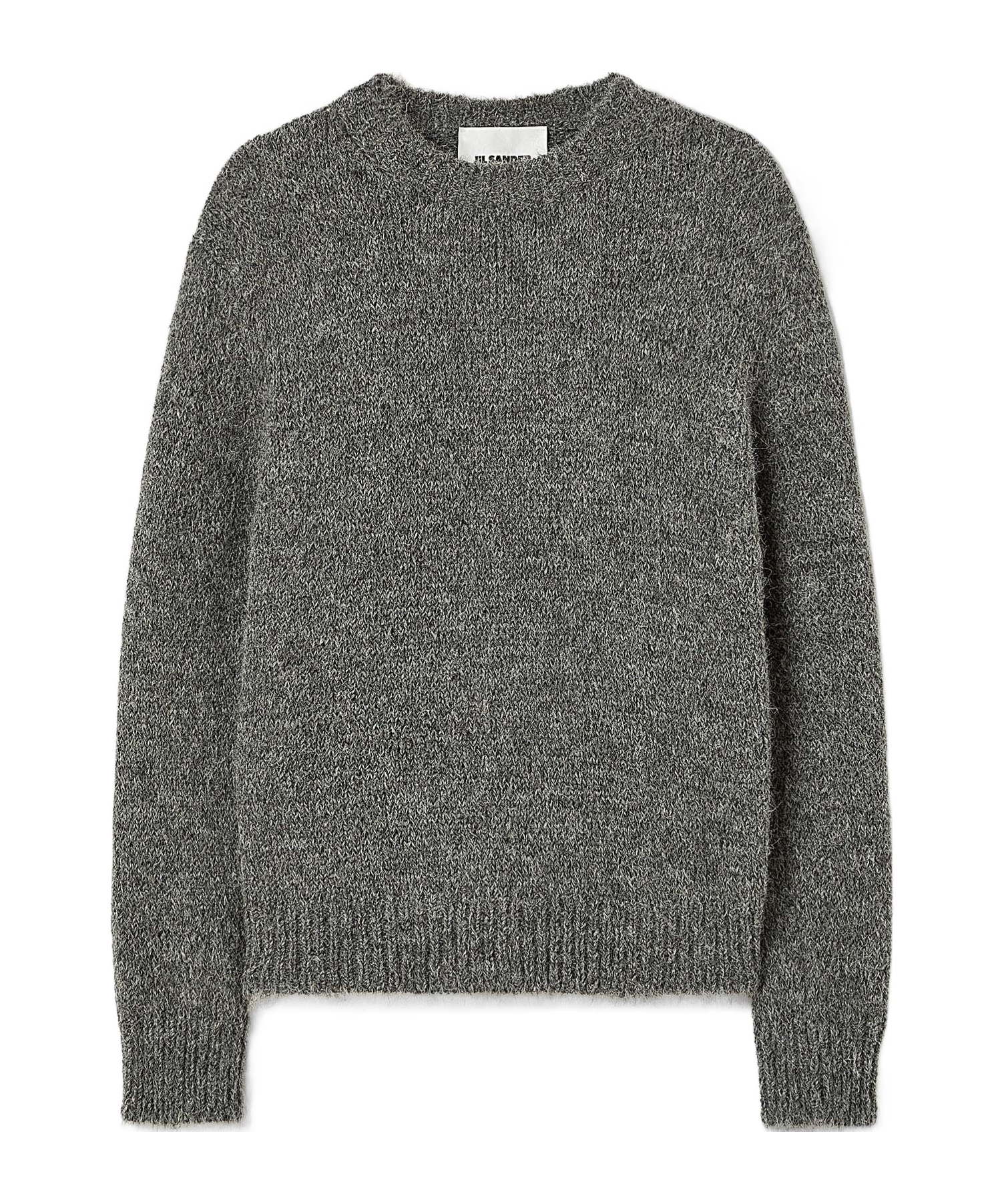Jil Sander Oversized Grey Sweater With Ribbed Trim In Wool Woman In Black