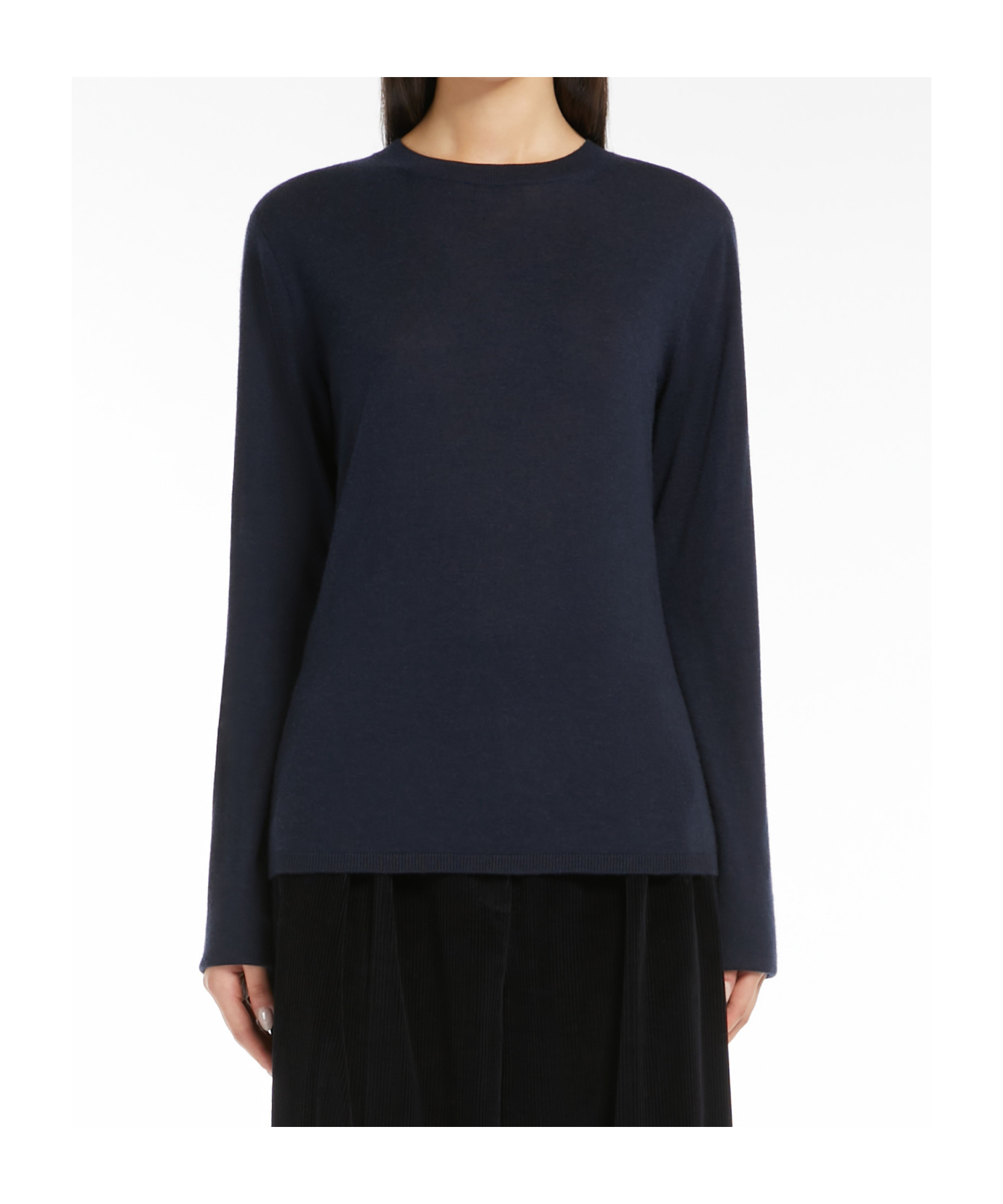 Max Mara Long-sleeved Cashmere Sweater In Black