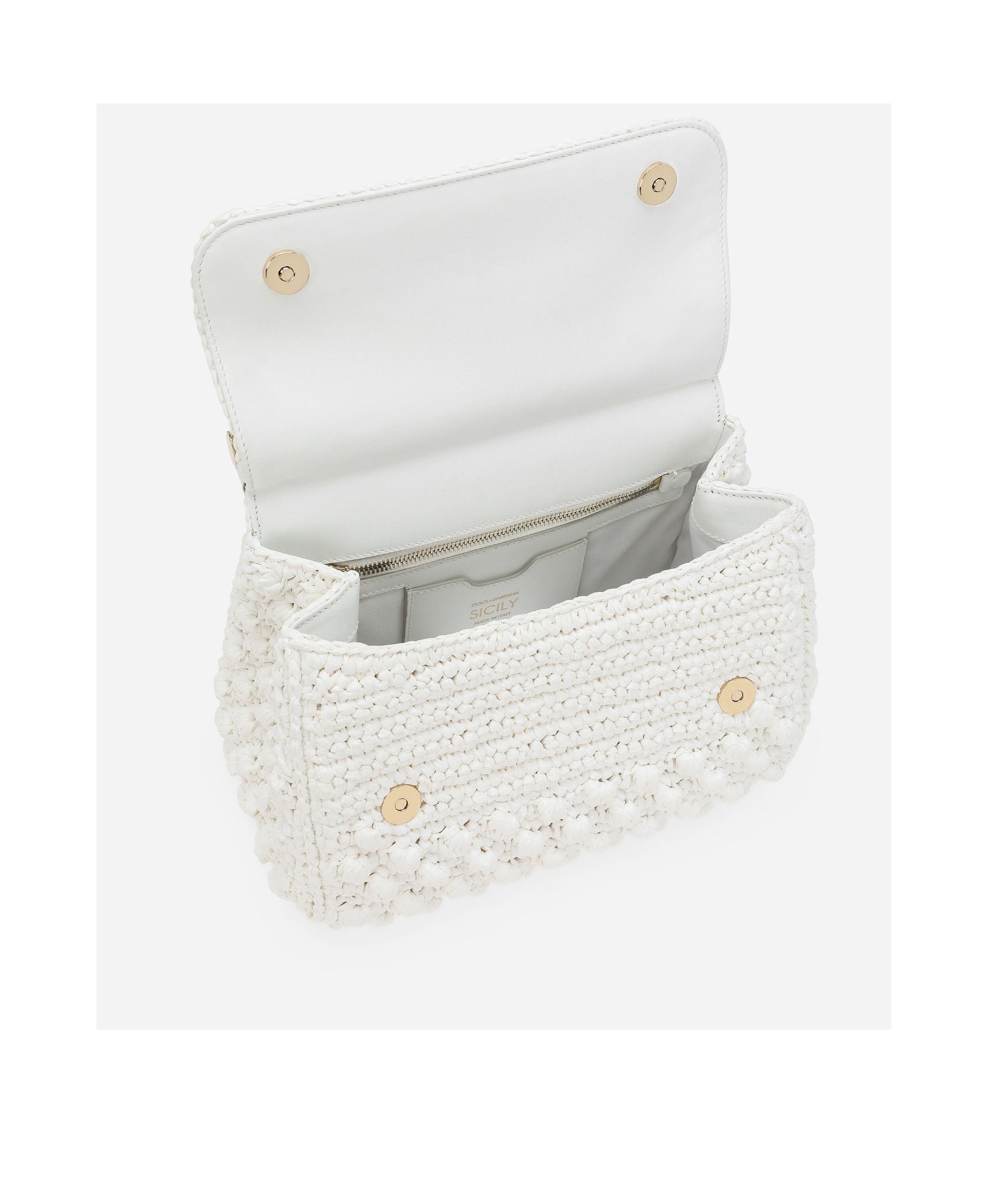 Dolce & Gabbana Large Sicily Interwoven Tote Bag In White