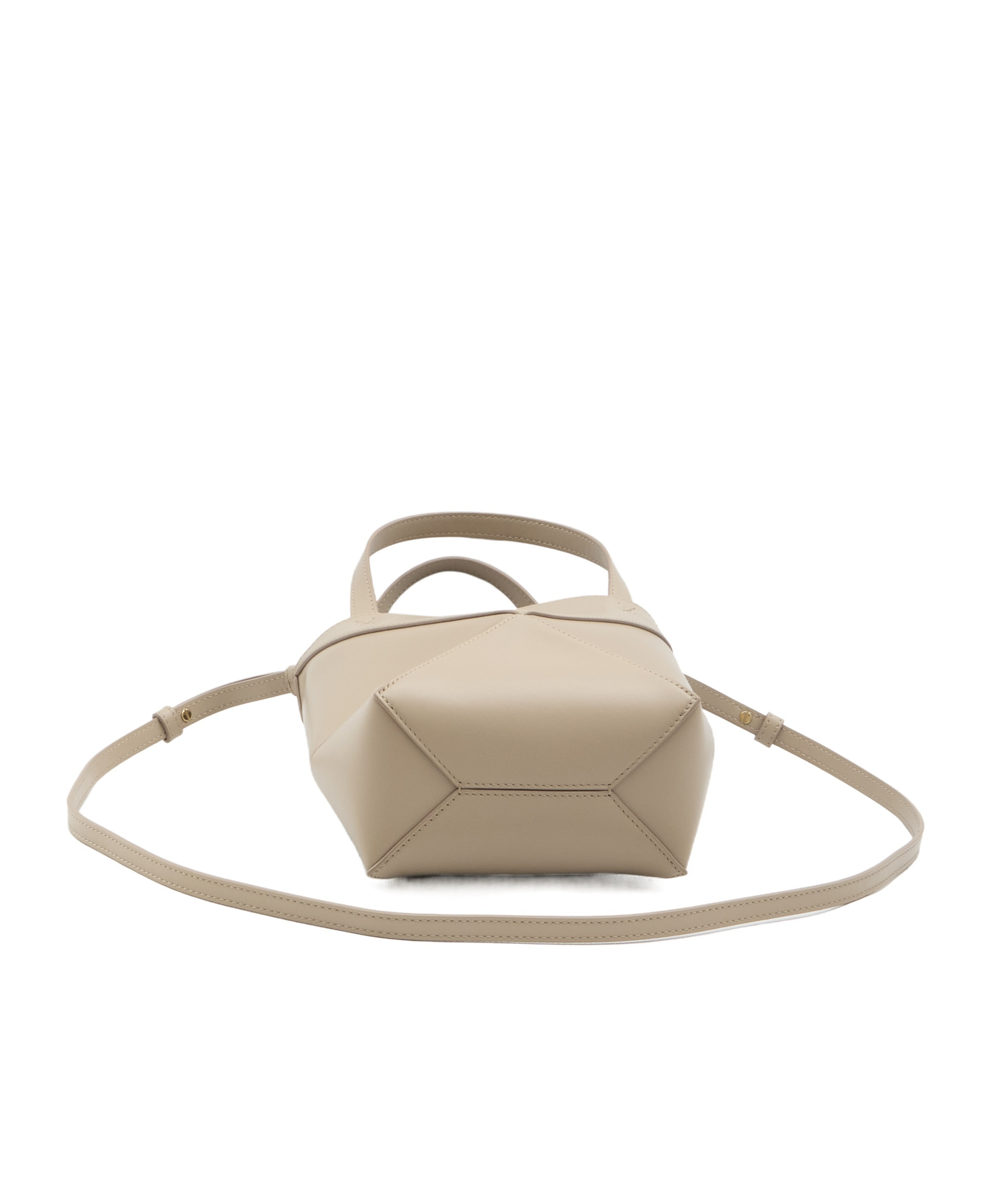 Loewe Mini Puzzle Fold Tote In Shiny Calfskin In Nude