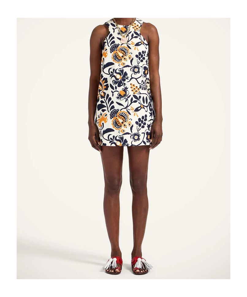 La Doublej Racer Floral-print Mini Dress In Multi