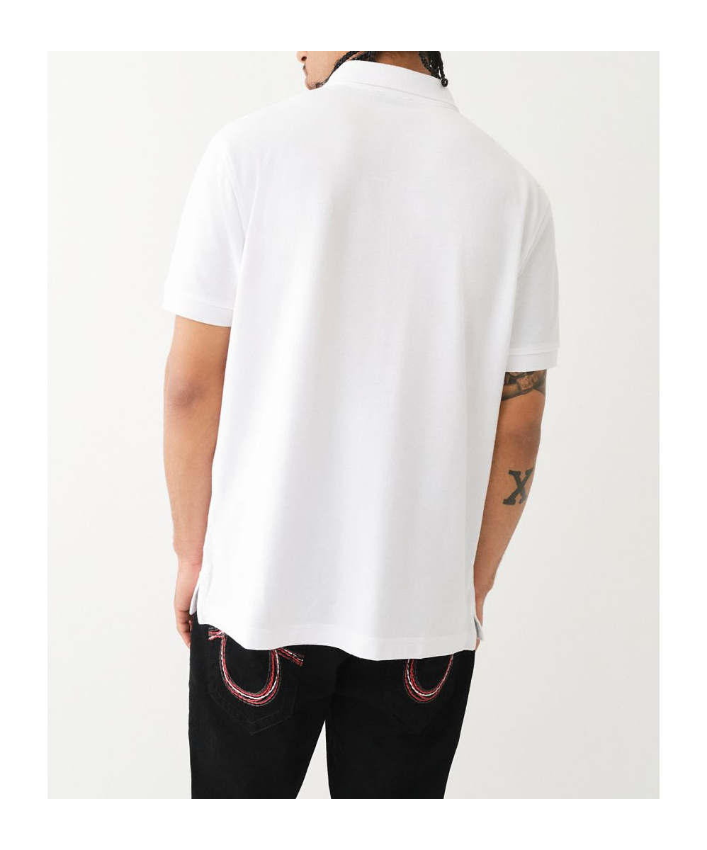 True Religion Short-sleeved Polo Shirt In White