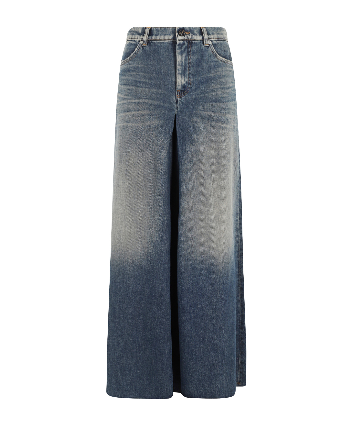Semicouture Denim Skirt With Belt Loops In Blue