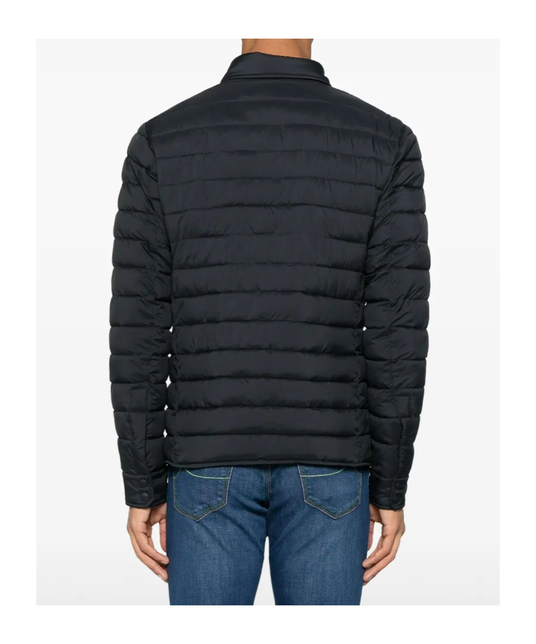 Herno Quilted Blue Coat With Button-up Front In Blue