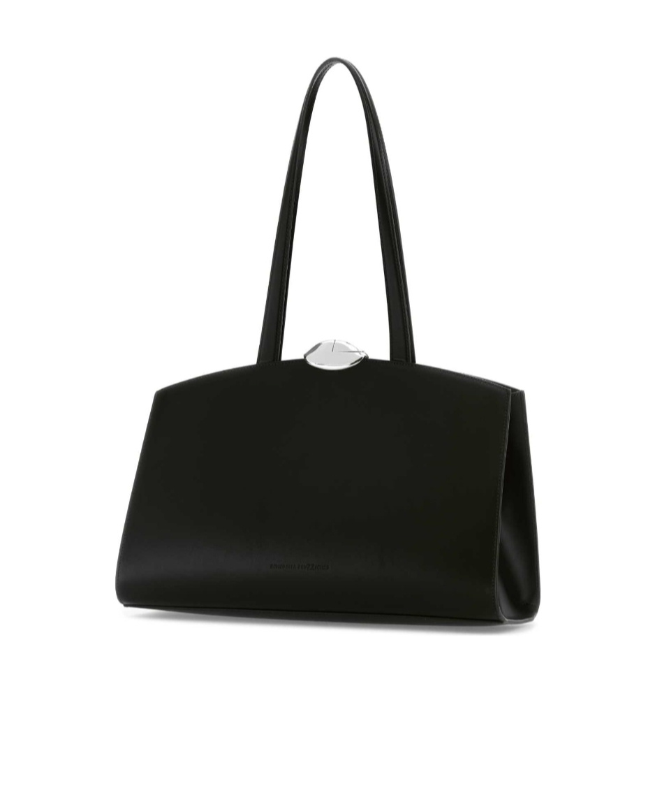 Benedetta Bruzziches Structured Leather Shopping Bag With Top Handle In Black