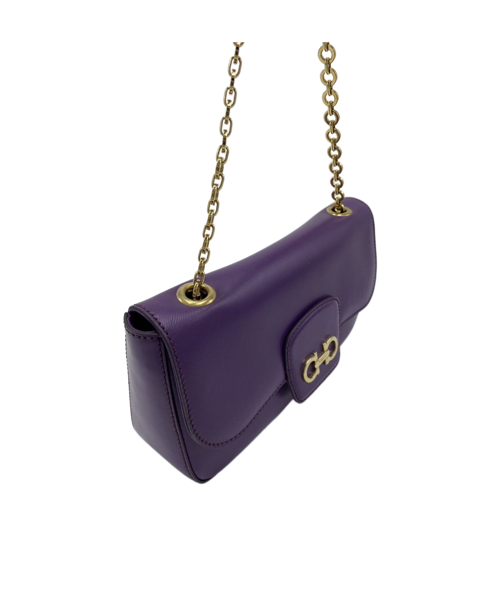 Ferragamo Flap Shoulder Bag In Purple