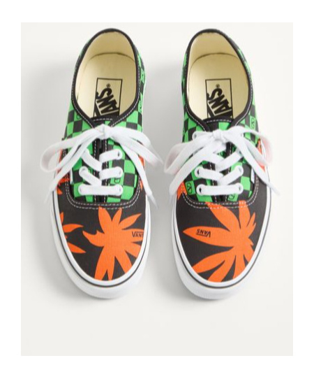 Valentino Garavani And Vans Low-top Fabric Trainer With Vlogo Checkerboard Print And Tropical Leaves In Black