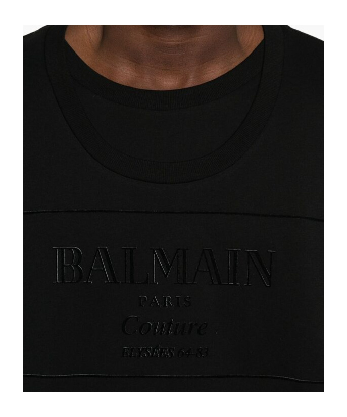 Balmain Flocked-logo T-shirt In Black