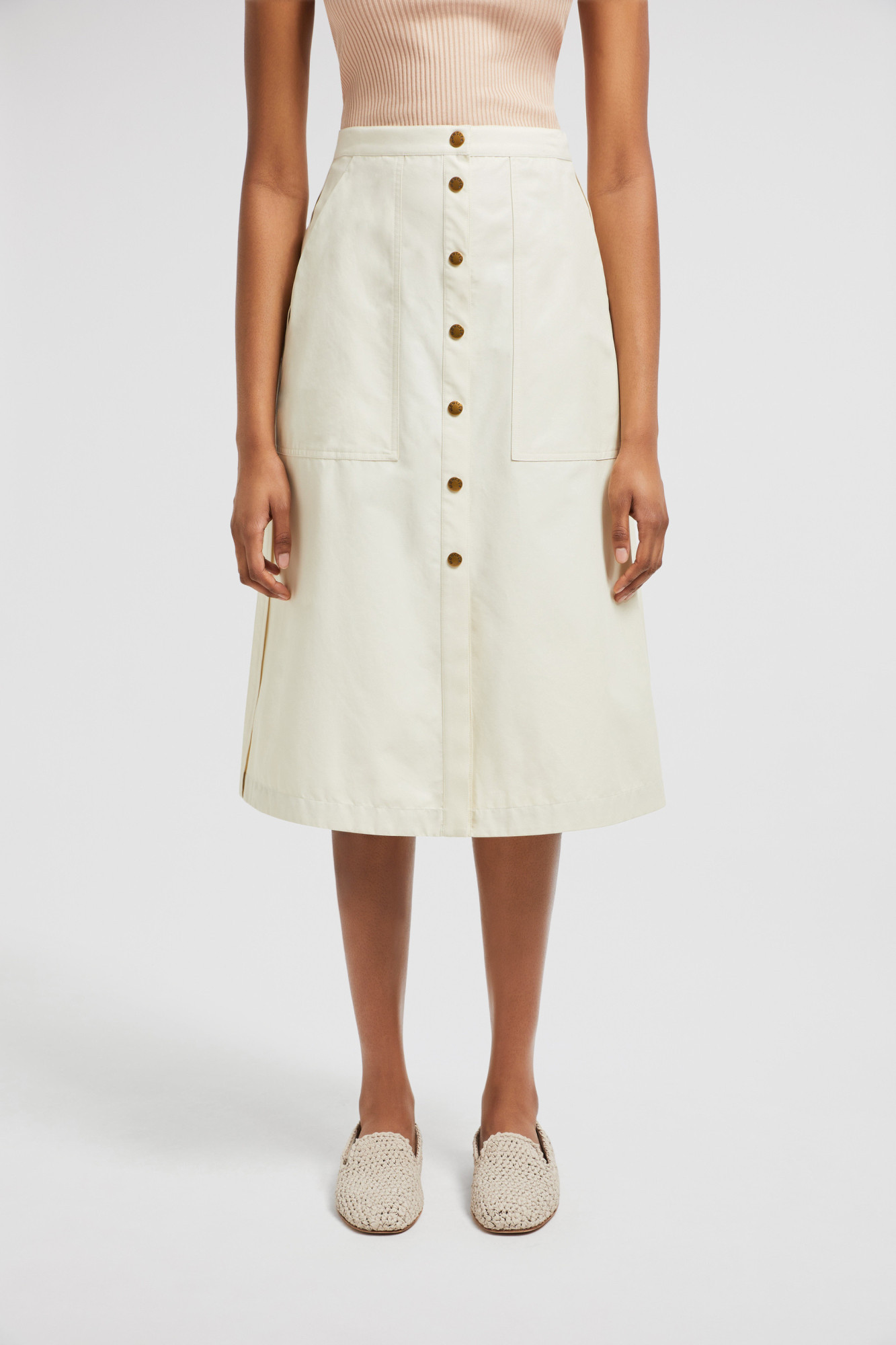 Moncler Curved Hem Skirt In White