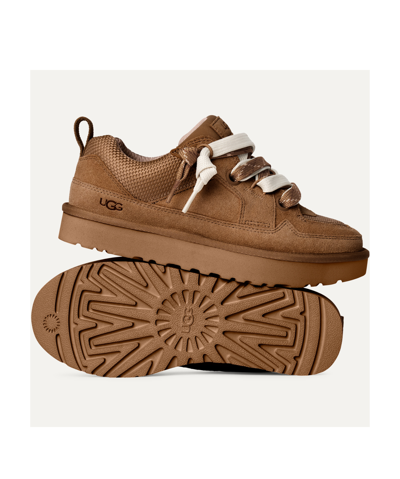 Ugg Suede And Mesh Sneakers With Trekking Laces In Brown