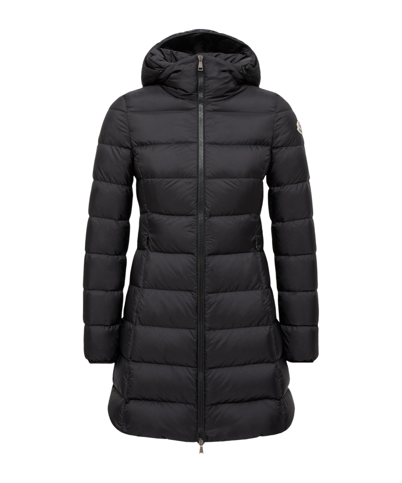 Moncler Gie Hooded Long Down Jacket In Black