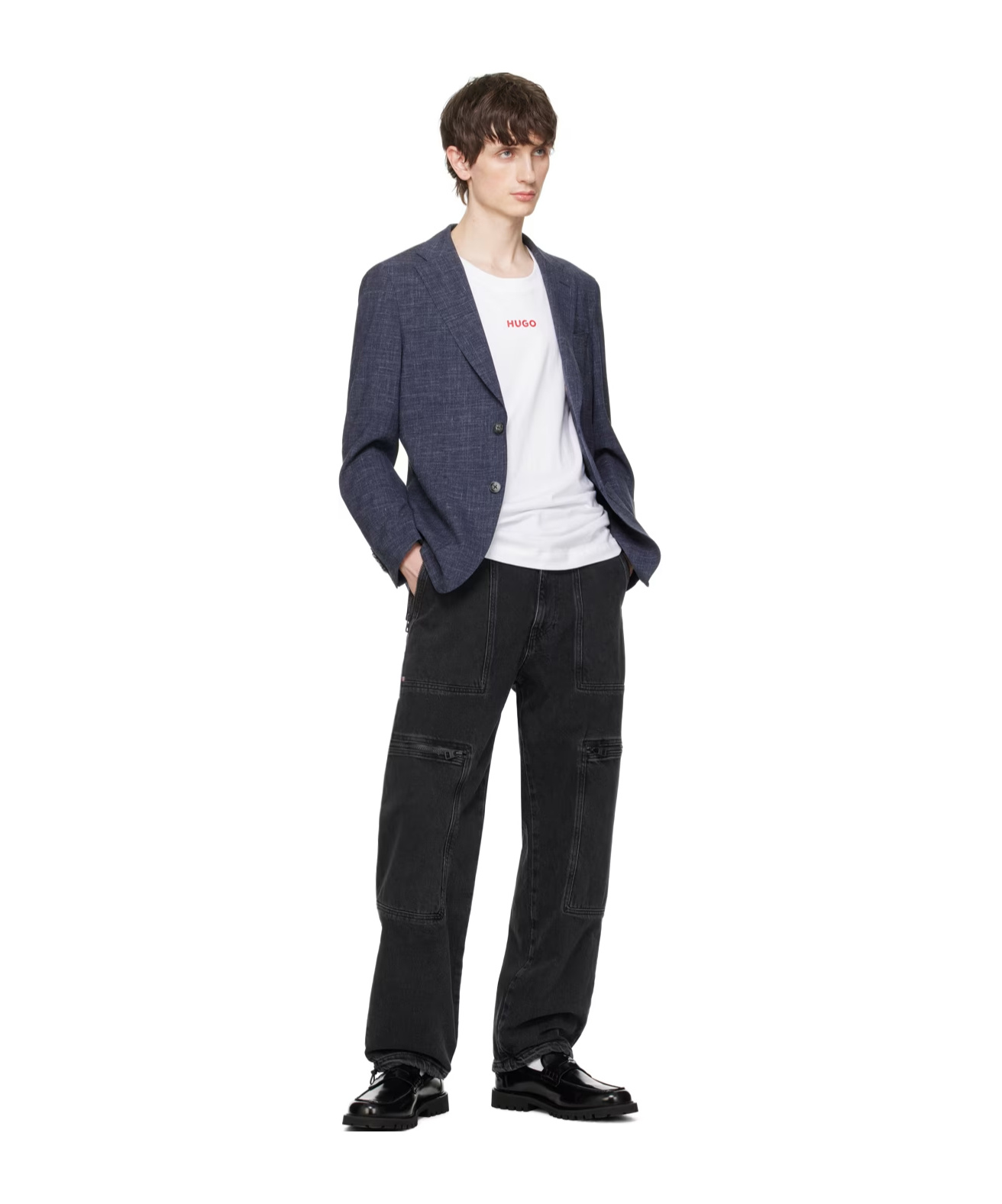 HUGO BOSS FLAT LAPEL BUTTON-DOWN SUIT COAT