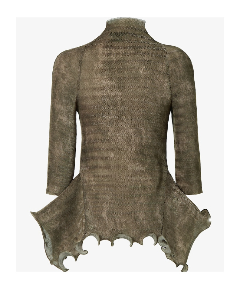 Fendi Green Printed Pleated Sweater In Green