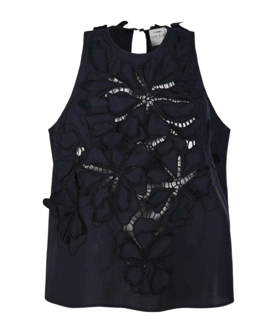 Shop Forte Forte Strong 'en Fleur' Embroidery Cotton Popline Top