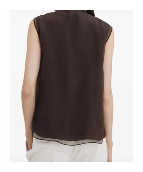 Brunello Cucinelli Pussybow Top With Monili In Black