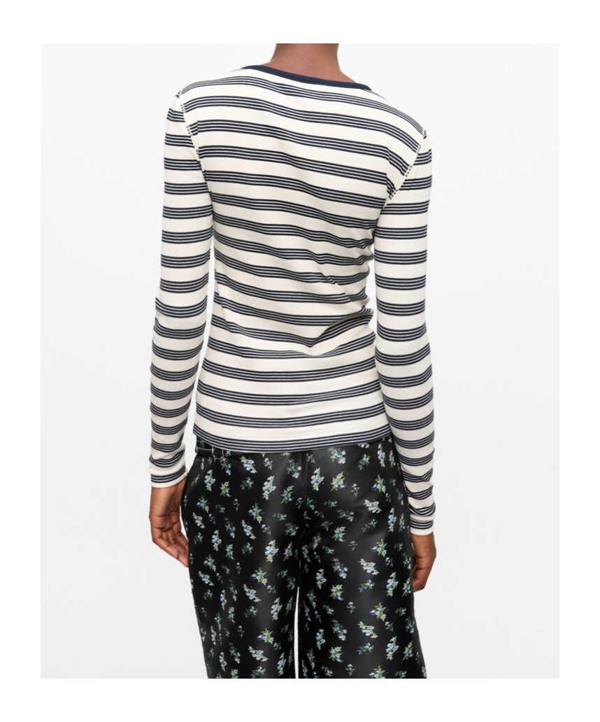 Ganni Organic Cotton Striped T-shirt In White