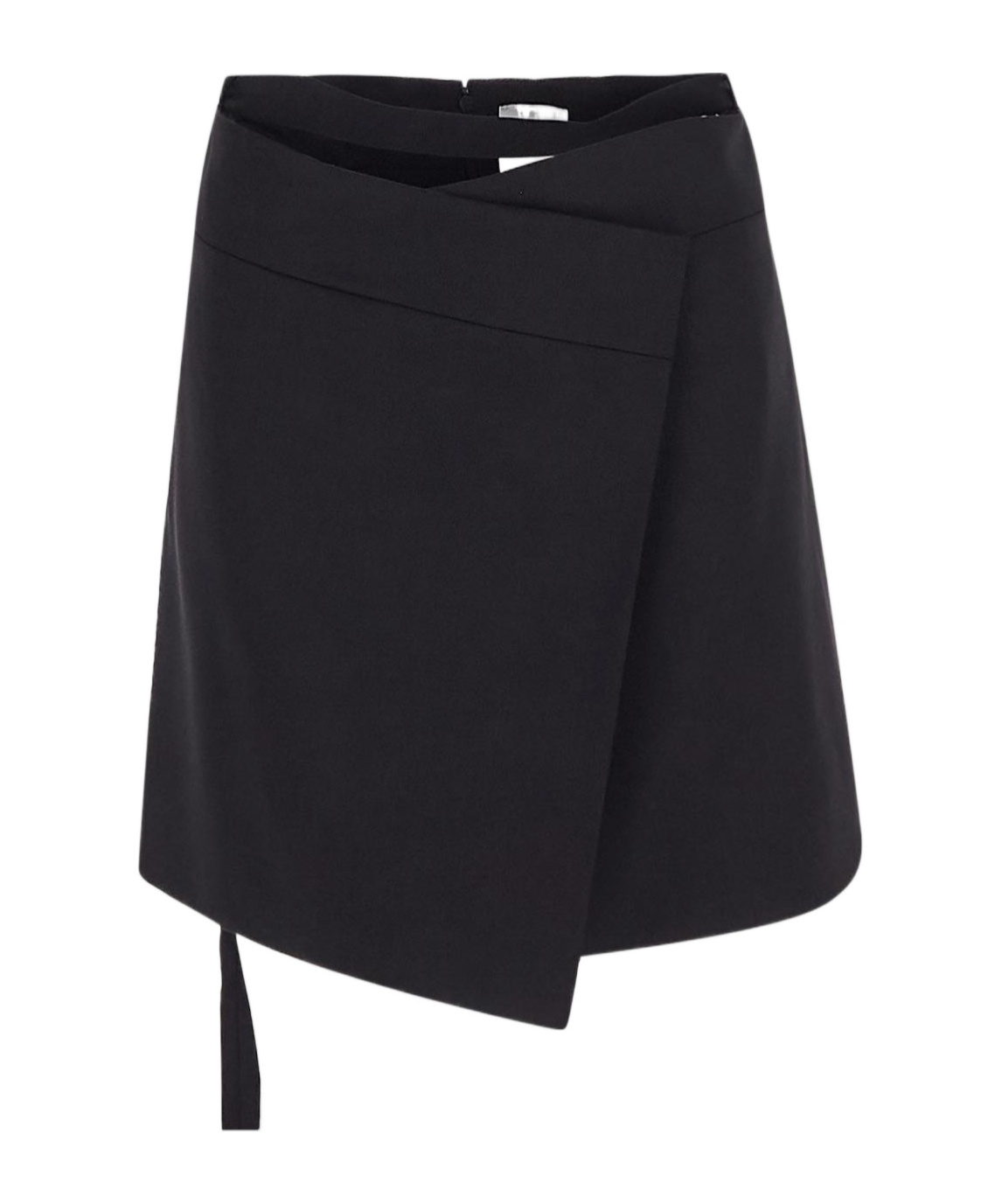 Patou Stretch Wool Mini Skirt With High Waist And A-line Silhouette In Black
