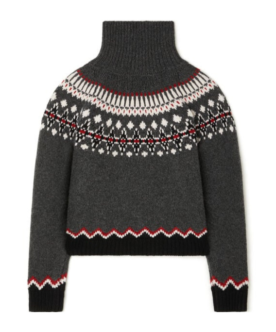 Alanui Sweet Winter Fair Isle Turtleneck Sweater In Gray