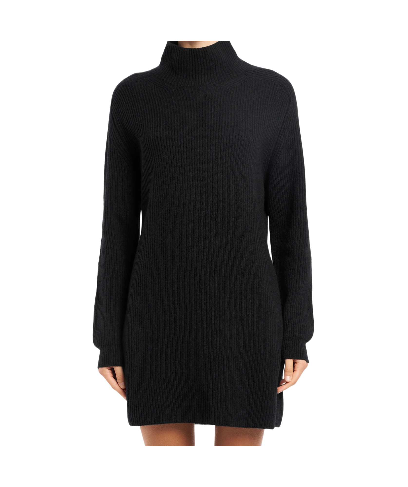 Dondup Logo-plaque High-neck Mini Dress In Black