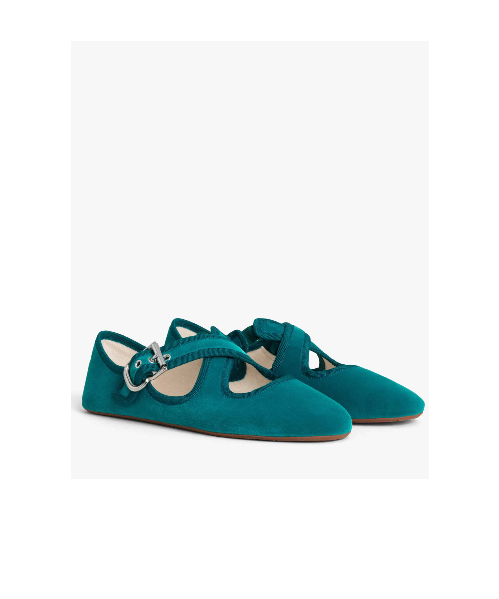 Alaïa Criss Cross Ballet Flats In Velvet In Green