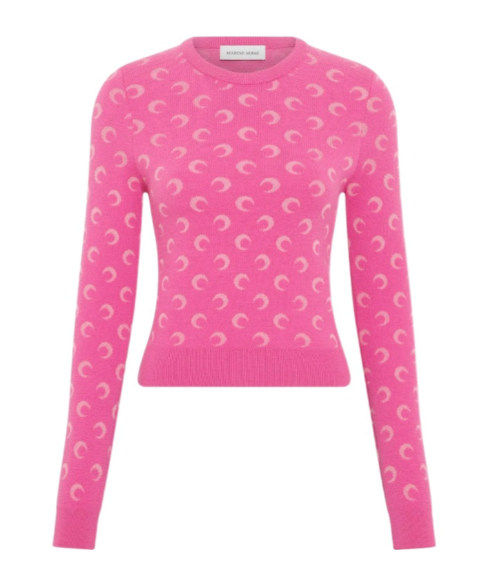 Marine Serre Moon Jacquard Knitted Sweater In Pink