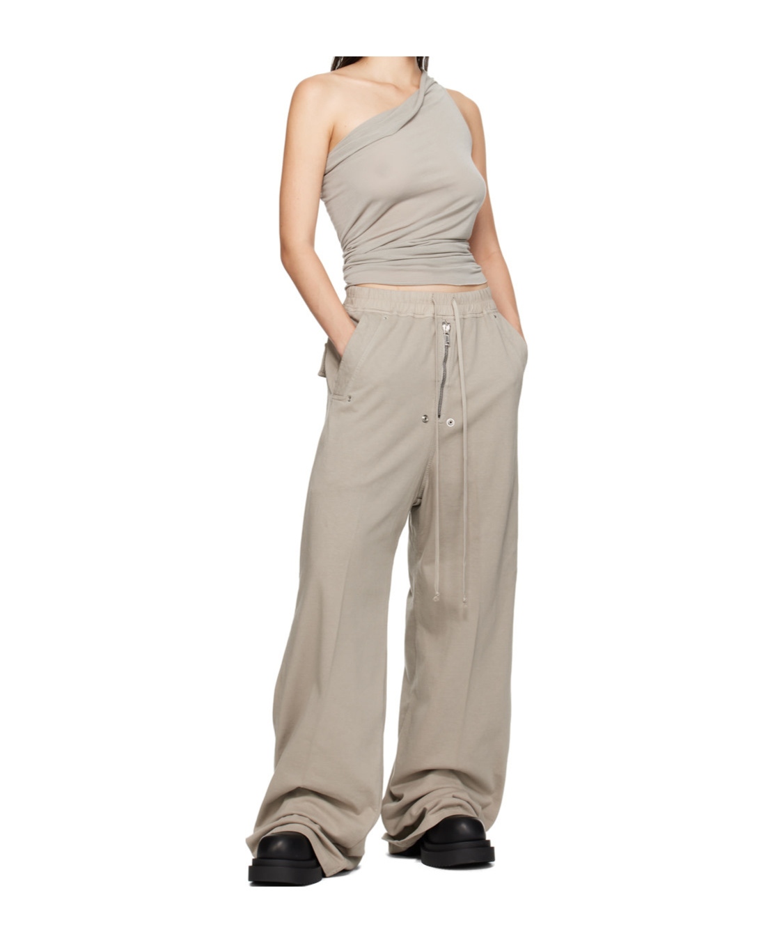 Rick Owens Drkshdw Elastic Waist Casual Pants In Nude