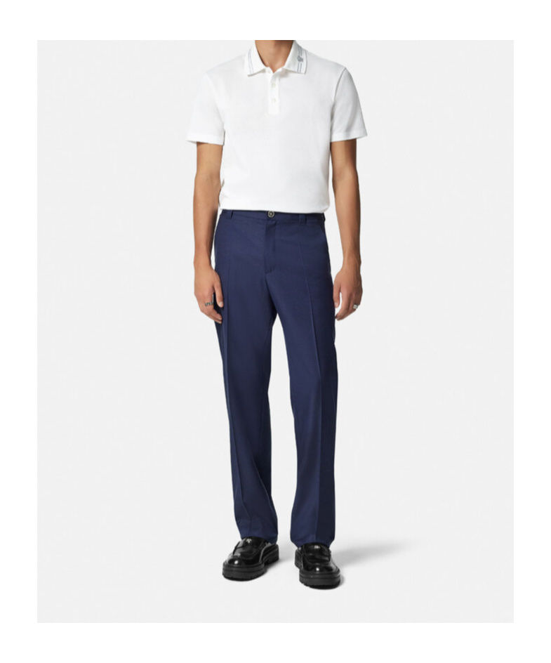 Versace White Polo Shirt With Medusa Detail On The Collar