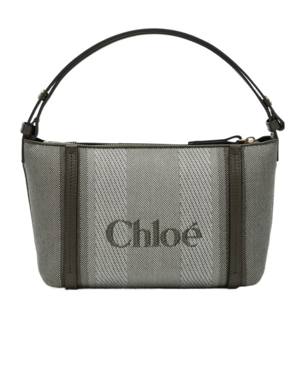 Chloé Striped Jacquard Tote Bag In Gray
