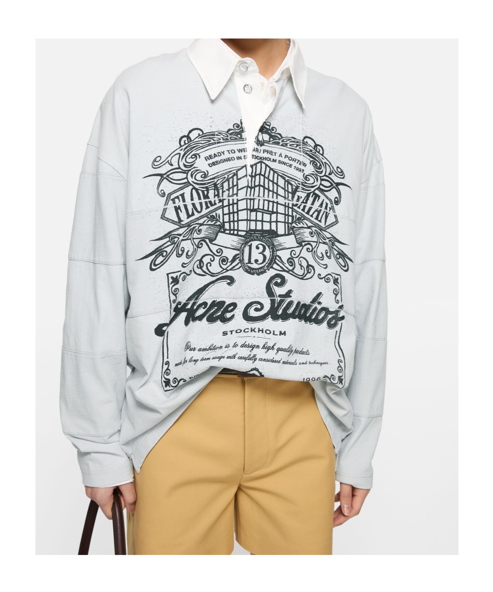 Acne Studios Long Sleeve Graphic Print T-shirt In White