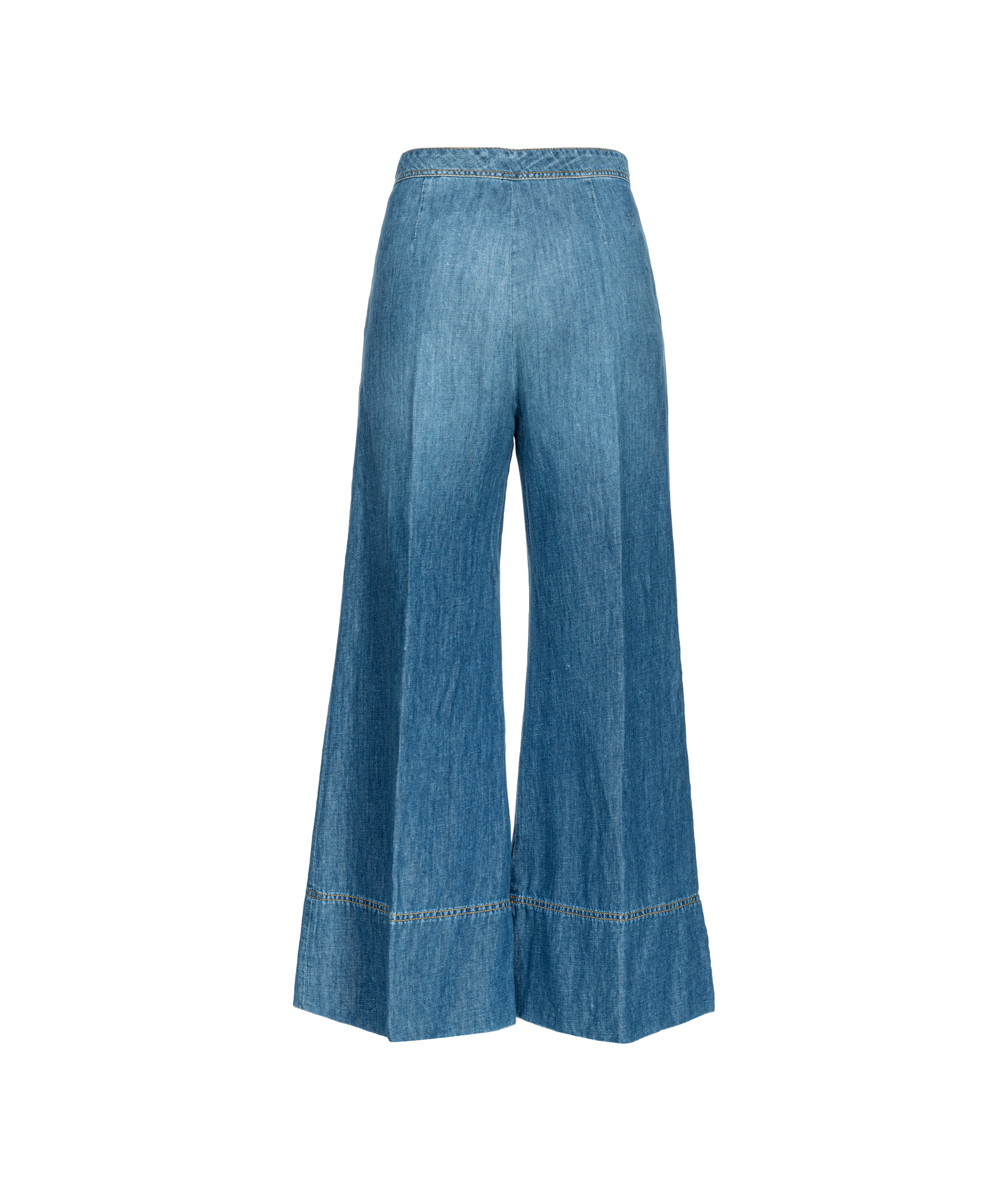 Pinko High-waisted Wide-leg Jeans With Vintage Wash In Blue