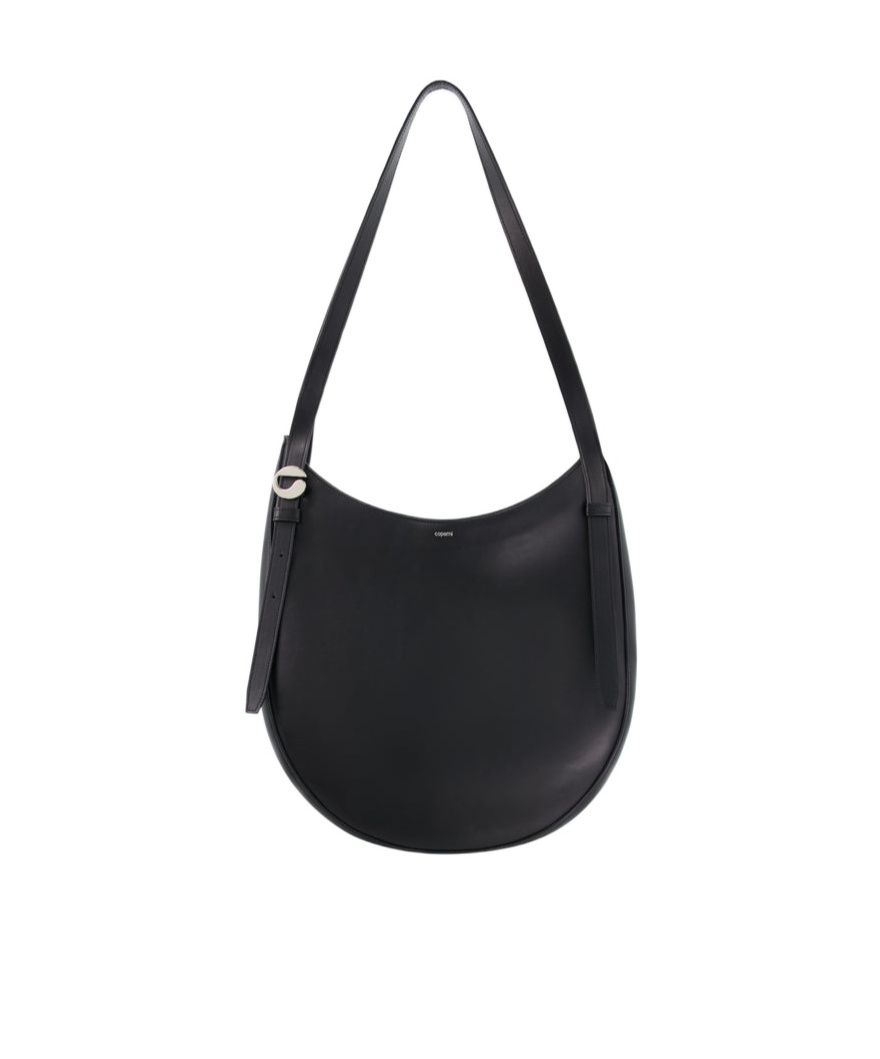 Coperni Medium Black Leather Hobo Shoulder Bag In Black