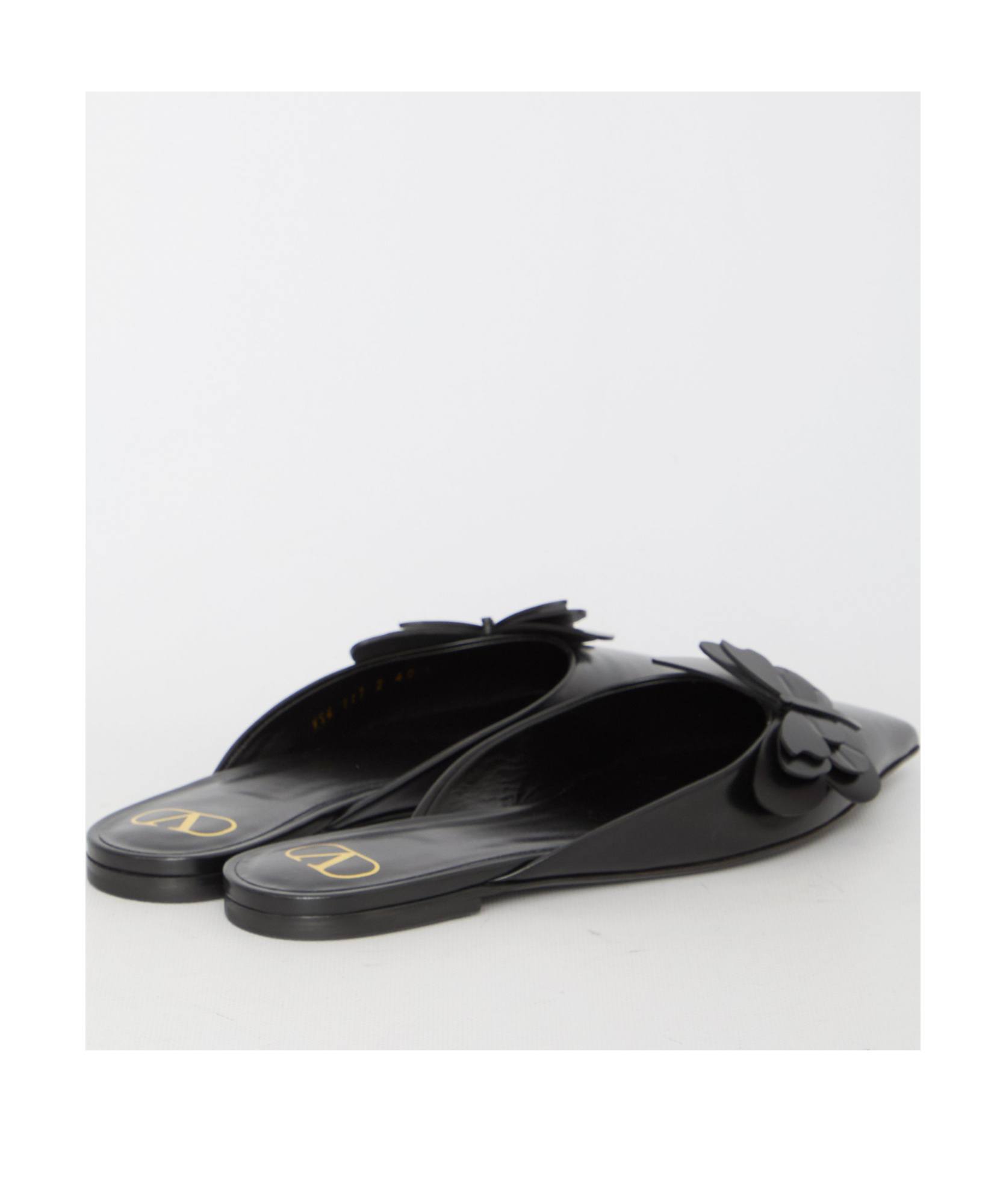 Valentino Garavani Women Flat Mules In Leather In Black