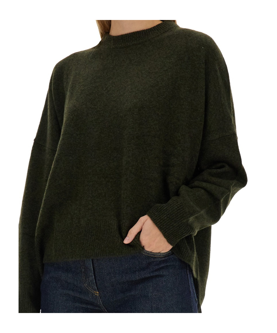 Aspesi Relaxed Fit Green Wool Jersey Sweater In Green
