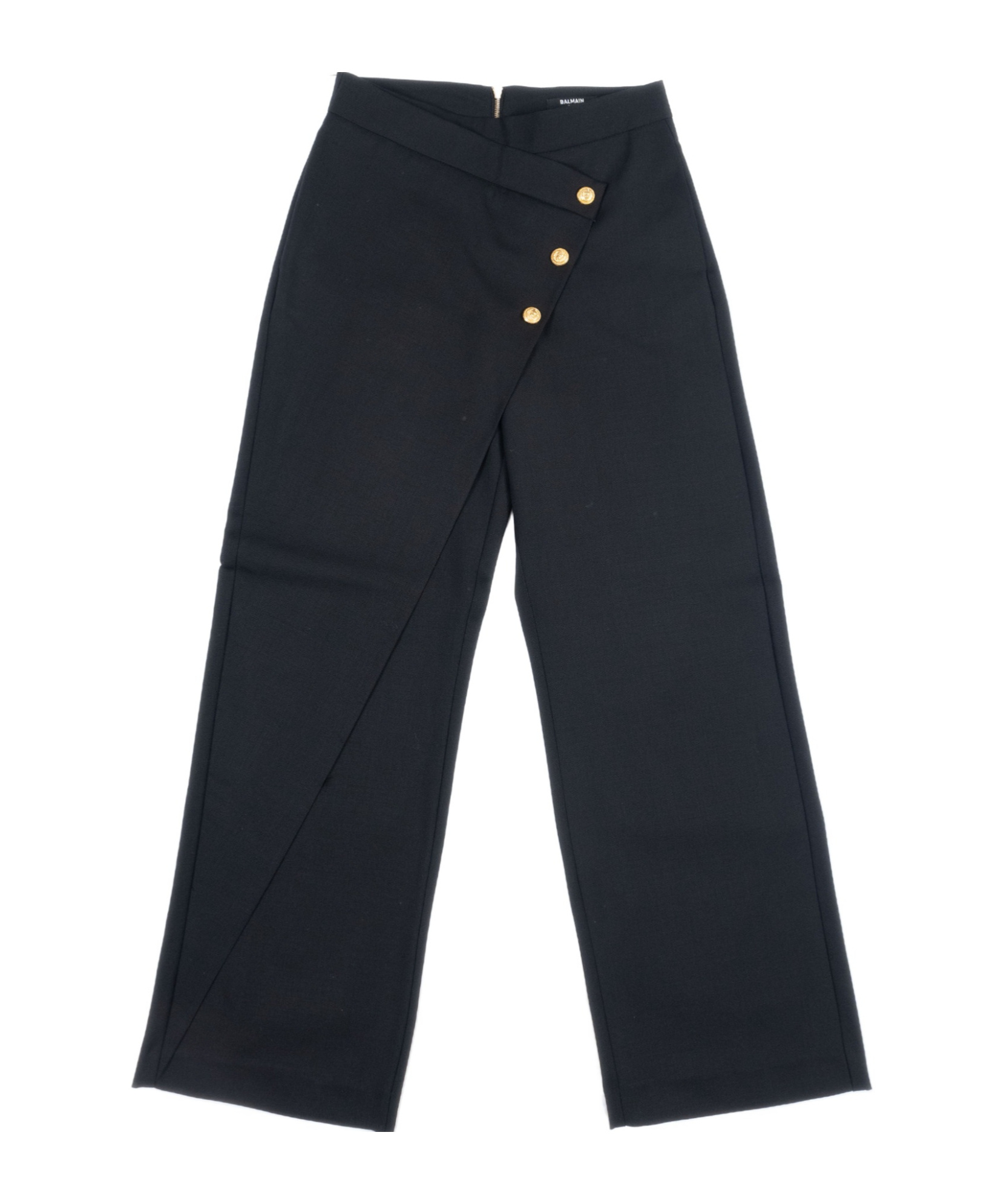 Balmain Button-fastening Wrap Trousers In Black