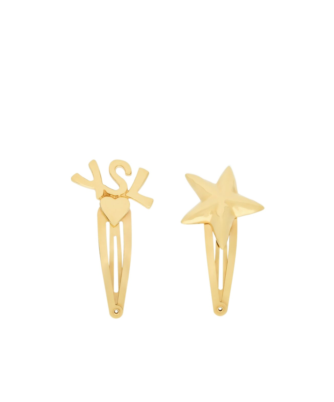 Saint Laurent Cassandre Hair Clips (set Of Two) In Gold