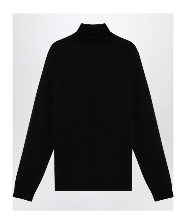 Roberto Collina High Collar Knit Sweater With Ribbed Cuffs In Black