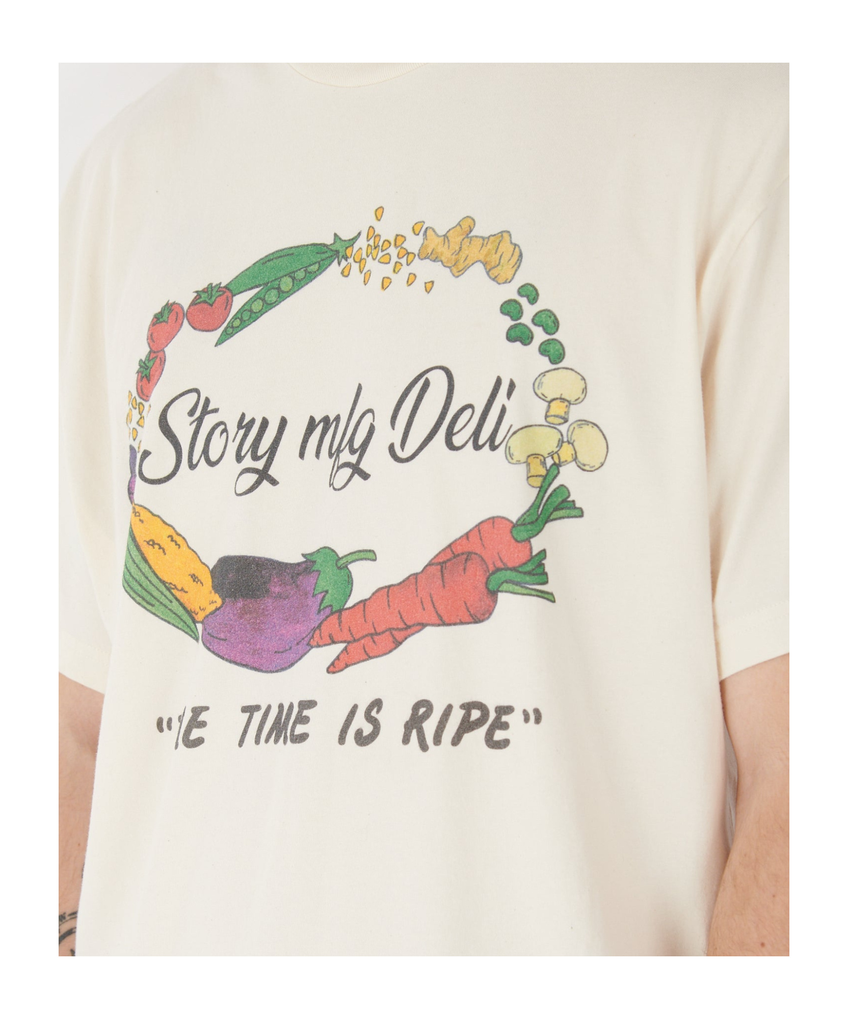 Story Mfg. Mfg Mens Ecru Grateful Graphic-print Cotton T-shirt Xl In White