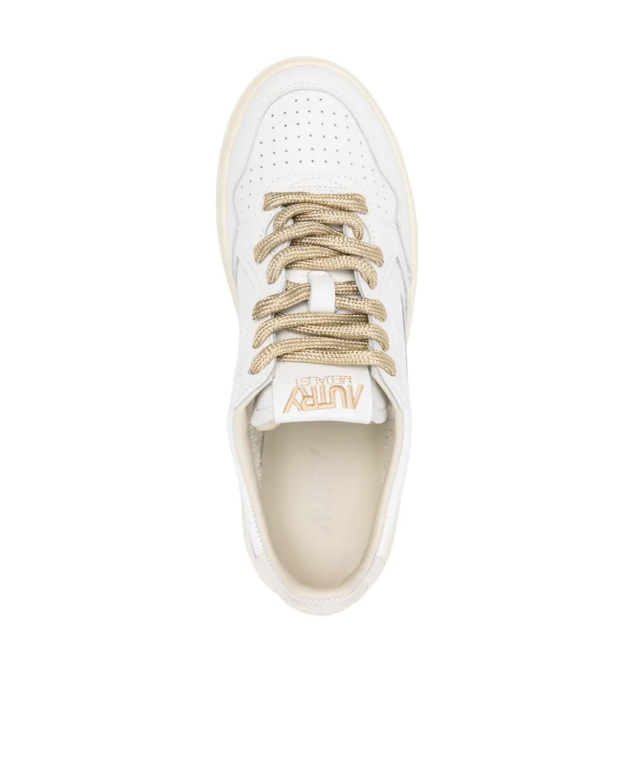 Autry Medalist Low Sneakers In White Leather And Suede Heel Tab In White