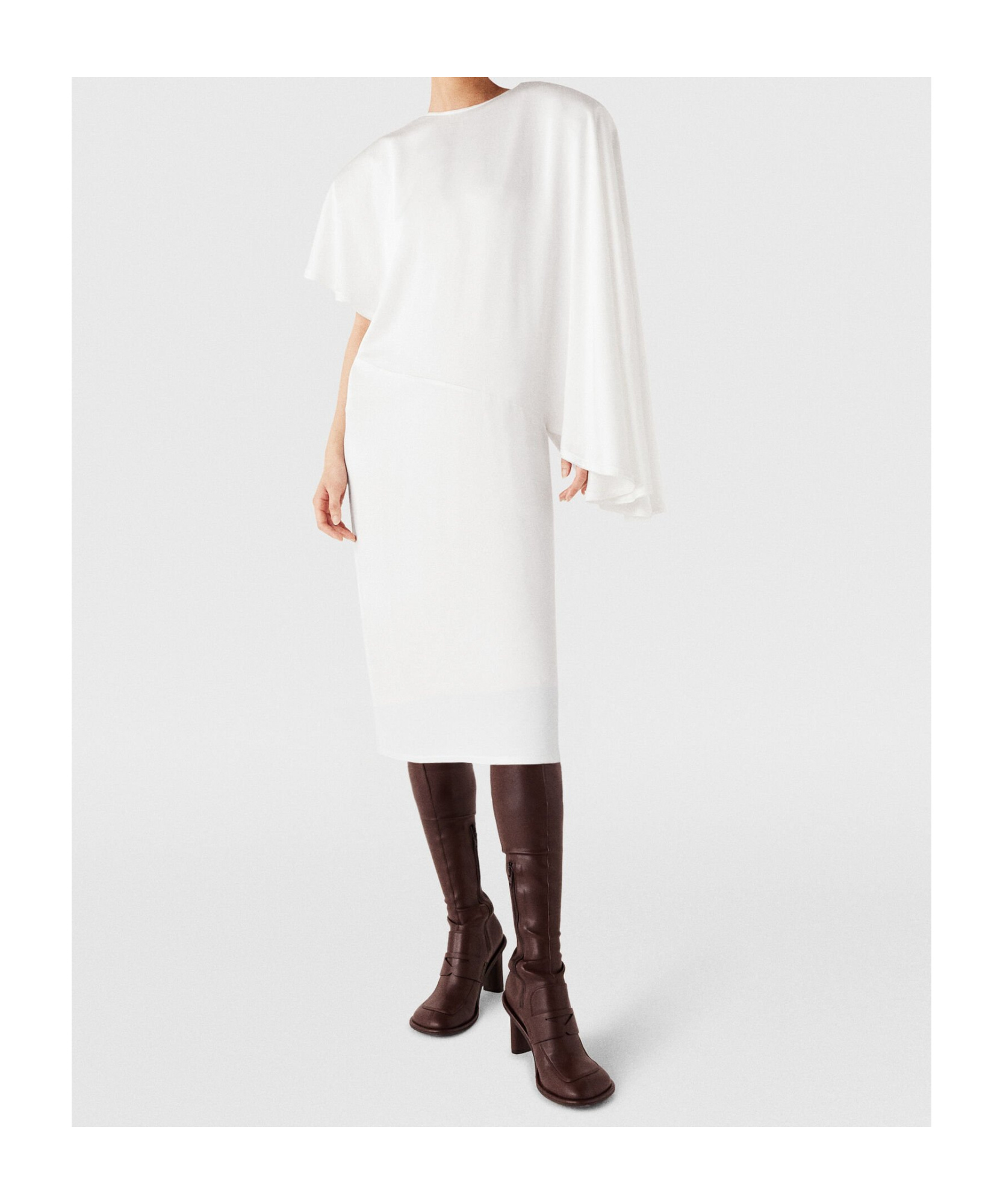 Stella Mccartney Draped Midi Dress Ruched Detail In White