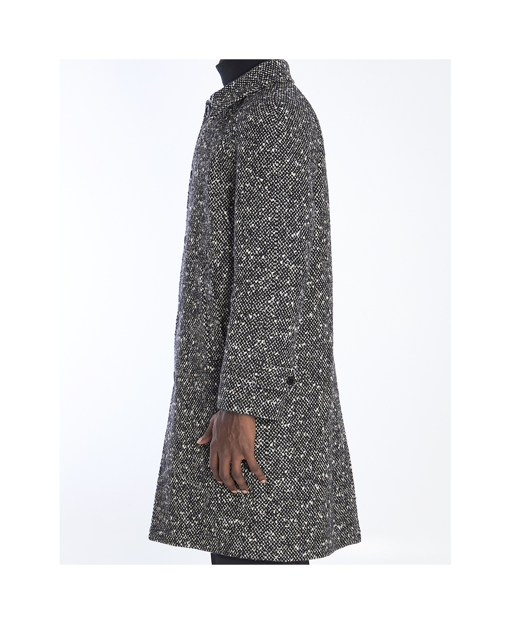 Celine Camden Wool Tweed Coat With Button Closure And Side Pockets In Multi