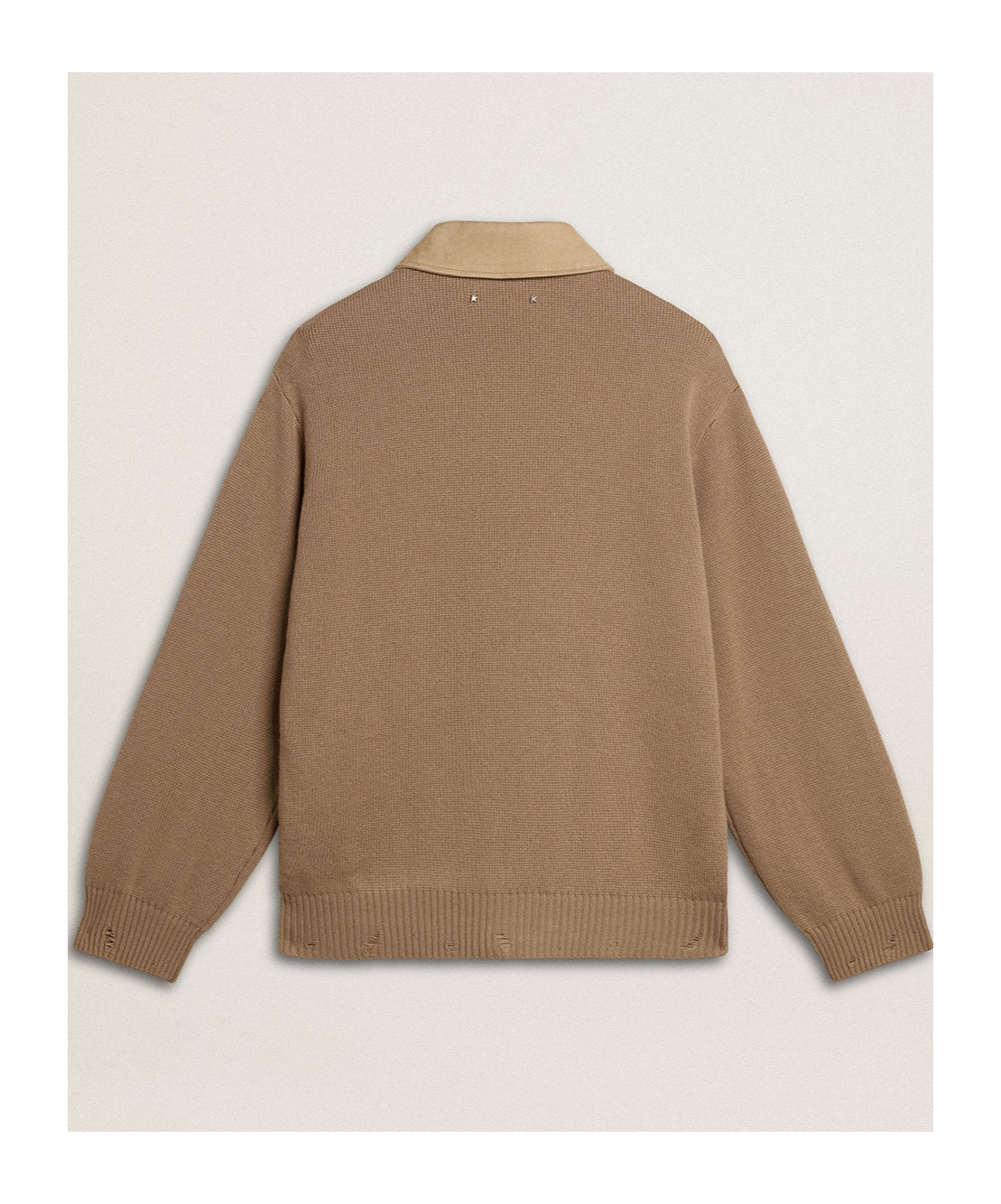 Golden Goose 'neil' Collar Jacket With Ribbed Accents In Nude
