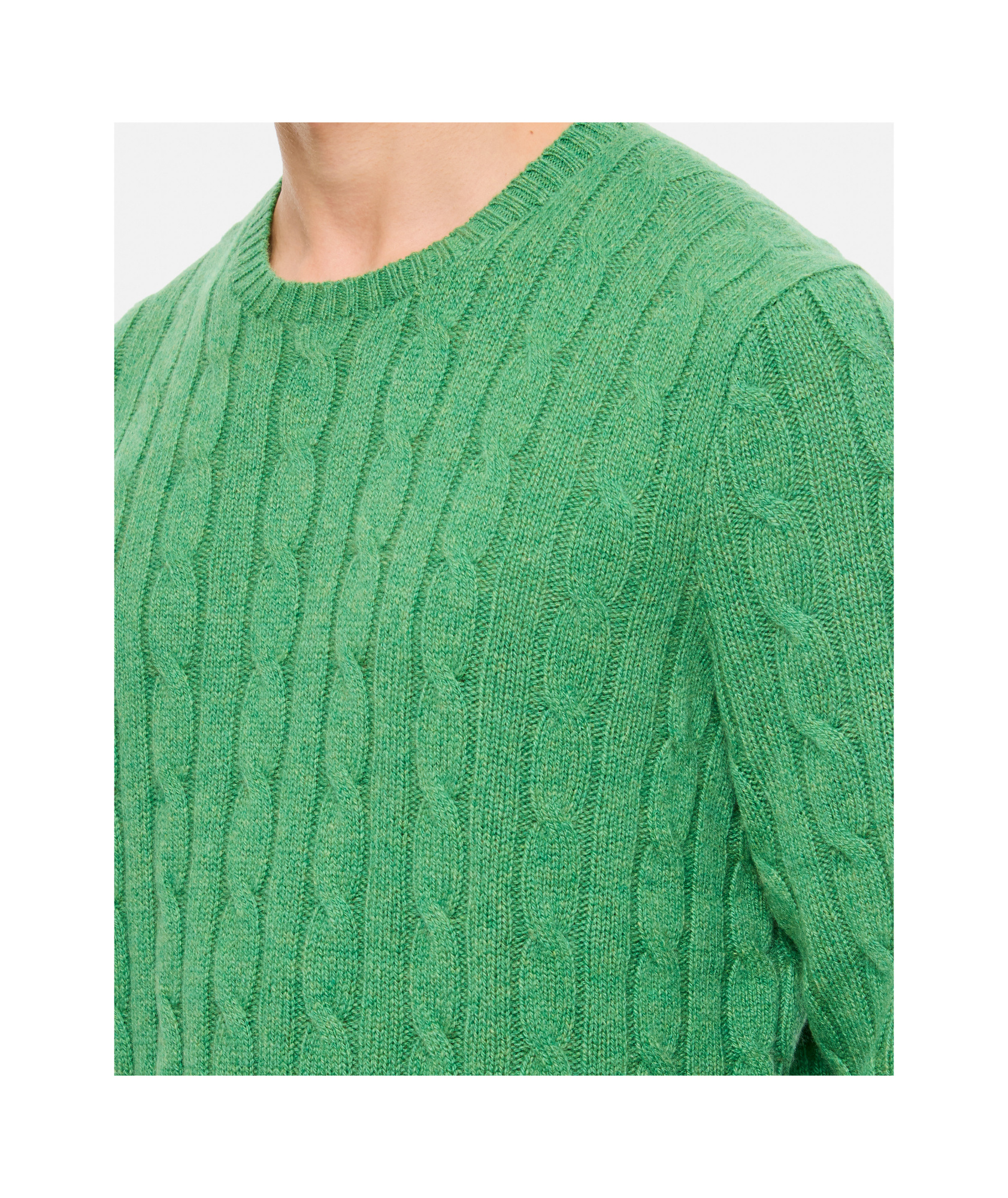 Polo Ralph Lauren Ralph Lauren Green Braided Cotton Sweater In Green