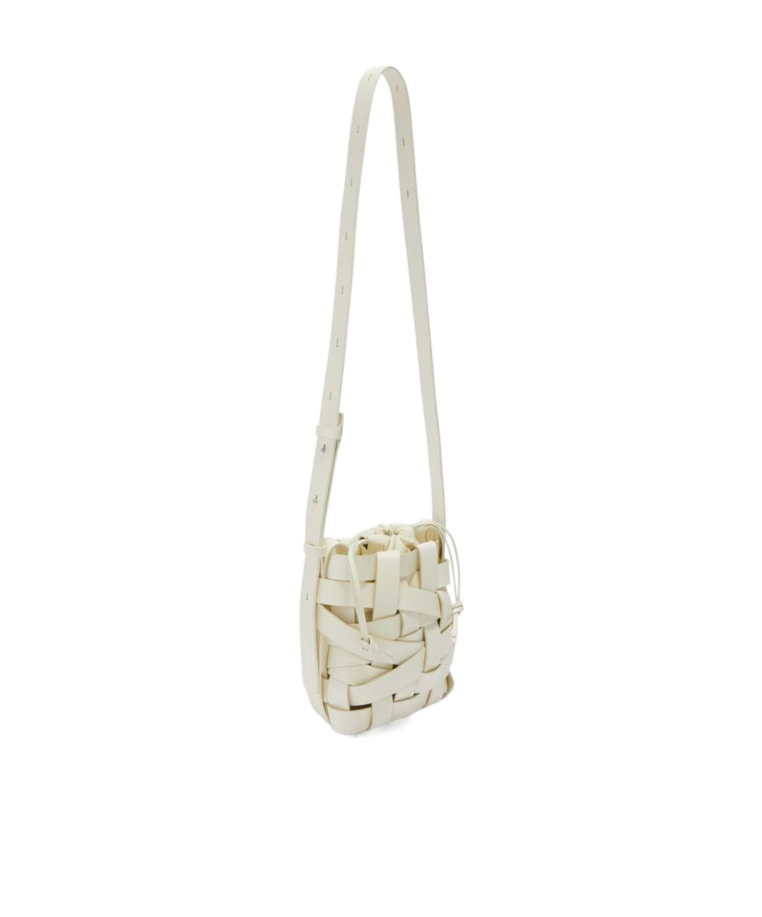 Jil Sander Small Woven Leather Bucket Bag In Nude
